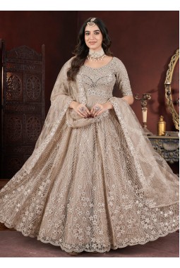 Chiku Net Mirror Work Designer Gown