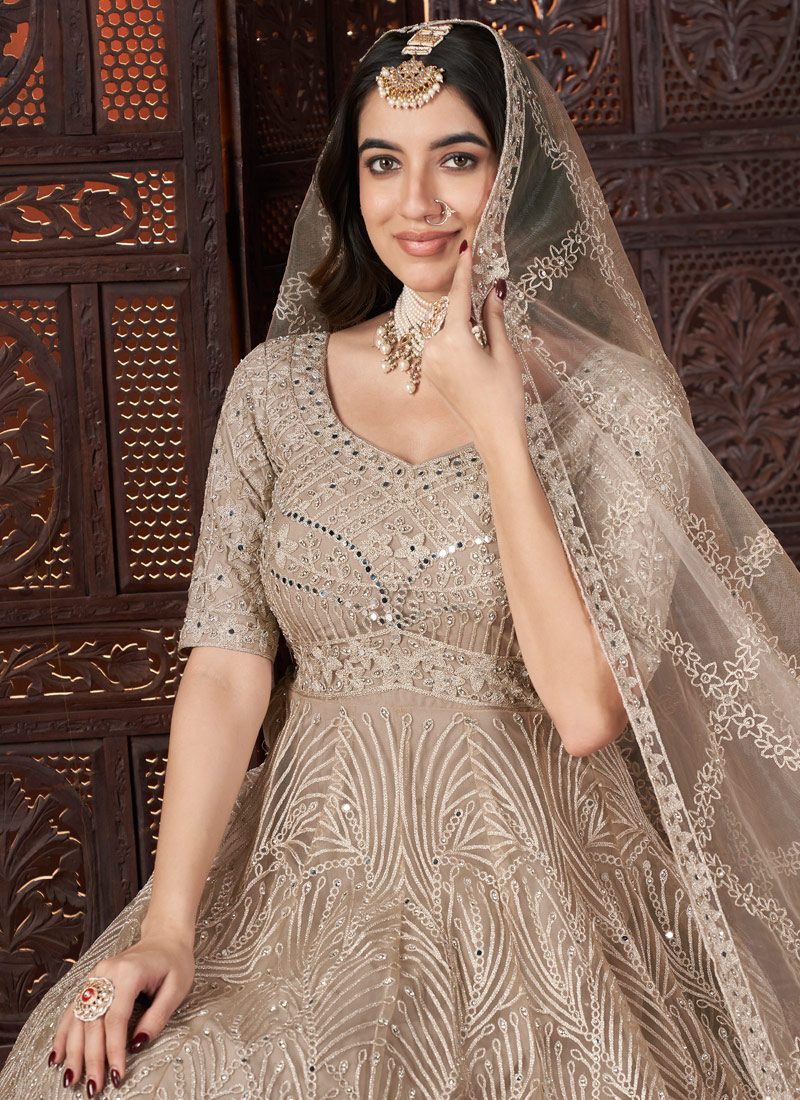 Chiku Net Mirror Work Designer Gown