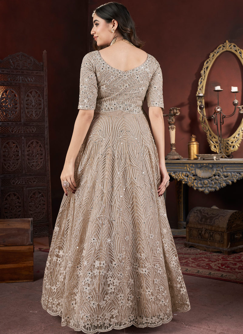 Chiku Net Mirror Work Designer Gown