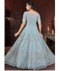 Sky Net Thread Embroidered Designer Gown