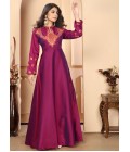 Maroon Triva Silk Embroidered Wedding Gown