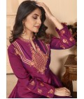 Maroon Triva Silk Embroidered Wedding Gown