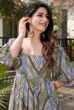 Multi Color Rayon Digital Print Western Wear Dress