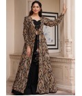 Black Faux Georgette Digital Print 3 piece Koti Style Indo Western Suit