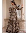 Black Faux Georgette Digital Print 3 piece Koti Style Indo Western Suit