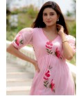 Pink Kota Checks Digital Print Western Wear Dress