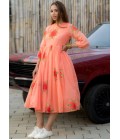 Peach Kota Checks Digital Print Western Wear Dress