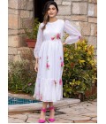 White Kota Checks Digital Print Western Wear Dress