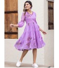 Purple Kota Checks Digital Print Western Wear Dress