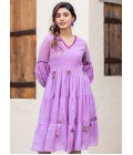 Purple Kota Checks Digital Print Western Wear Dress