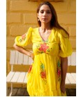 Yellow Kota Checks Digital Print Western Wear Dress