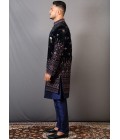 Blue Velvet Embroidered Wedding Indo-Western