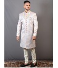 Multi Color Jacquard Wedding Indo-Western For Men