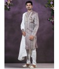 Wine Jacquard Silk Mens Wedding Indo Western