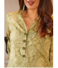 Garden Green Pure Maslin Digital Print Kurti Pant Set