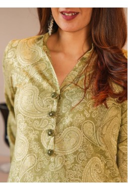 Garden Green Pure Maslin Digital Print Kurti Pant Set