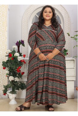 Bandhani Print Rayon Casual Wear Plus Size Long Kurti