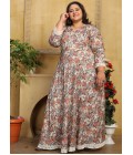 Multi Color Rayon Printed Casual Wear Plus Size Long Kurti