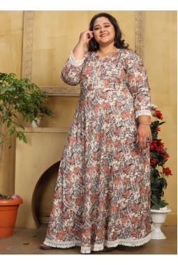 Multi Color Rayon Printed Casual Wear Plus Size Long Kurti