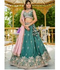 Lime Green Chinnon Sequins Embroidered Wedding Lehenga Choli Lime Green Chinnon Sequins Embroidered Wedding Lehenga Choli
