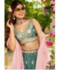 Lime Green Chinnon Sequins Embroidered Wedding Lehenga Choli Lime Green Chinnon Sequins Embroidered Wedding Lehenga Choli