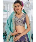 Purple Chinnon Sequins Thread Embroidered Wedding Lehenga Choli Purple Chinnon Sequins Thread Embroidered Wedding Lehenga Choli