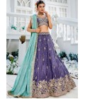 Purple Chinnon Sequins Thread Embroidered Wedding Lehenga Choli Purple Chinnon Sequins Thread Embroidered Wedding Lehenga Choli