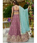 Rose Gold Chinnon Sequins Coding Embroidered Wedding Lehenga Choli Rose Gold Chinnon Sequins Coding Embroidered Wedding Lehenga Choli