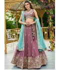 Rose Gold Chinnon Sequins Coding Embroidered Wedding Lehenga Choli Rose Gold Chinnon Sequins Coding Embroidered Wedding Lehenga Choli