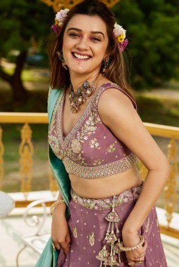 Rose Gold Chinnon Sequins Coding Embroidered Wedding Lehenga Choli