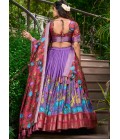 Lavender Silk Kalamkari Print Navratri Lehenga Choli Lavender Silk Kalamkari Print Navratri Lehenga Choli