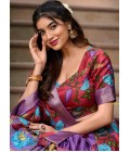 Lavender Silk Kalamkari Print Navratri Lehenga Choli Lavender Silk Kalamkari Print Navratri Lehenga Choli