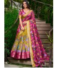 Mustard Silk Kalamkari Print Navratri Lehenga Choli Mustard Silk Kalamkari Print Navratri Lehenga Choli