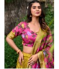 Mustard Silk Kalamkari Print Navratri Lehenga Choli Mustard Silk Kalamkari Print Navratri Lehenga Choli