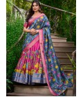 Pink Silk Kalamkari Print Navratri Lehenga Choli Pink Silk Kalamkari Print Navratri Lehenga Choli