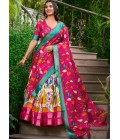 Cream Silk Kalamkari Print Navratri Lehenga Choli Cream Silk Kalamkari Print Navratri Lehenga Choli