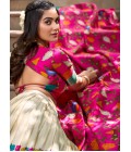 Cream Silk Kalamkari Print Navratri Lehenga Choli Cream Silk Kalamkari Print Navratri Lehenga Choli