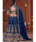 Navy Blue Georgette Embroidered Wedding Lehenga Choli