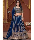 Navy Blue Georgette Embroidered Wedding Lehenga Choli