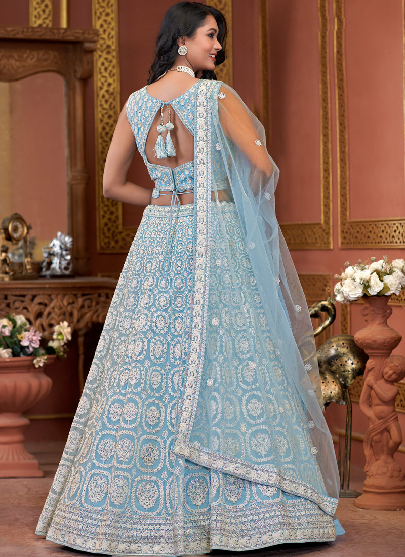 Sky Net Embroidered Wedding Lehenga Choli