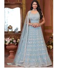 Sky Net Embroidered Wedding Lehenga Choli