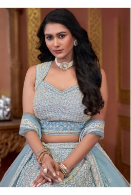 Sky Net Embroidered Wedding Lehenga Choli