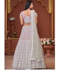 Pink Net Embroidered Wedding Lehenga Choli