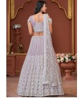 Lavender Net Mirror Embroidered Wedding Lehenga Choli