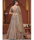 Golden Net Sequins Embroidered Wedding Lehenga Choli