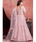 Baby Pink Net Mirror Zarkan Wedding Lehenga Choli