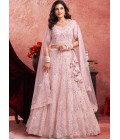 Baby Pink Net Mirror Zarkan Wedding Lehenga Choli