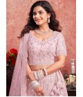 Baby Pink Net Mirror Zarkan Wedding Lehenga Choli