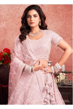 Baby Pink Net Zarkan Wedding Lehenga Choli