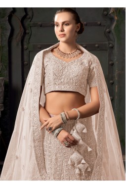 Beige Net Zarkan Wedding Lehenga Choli